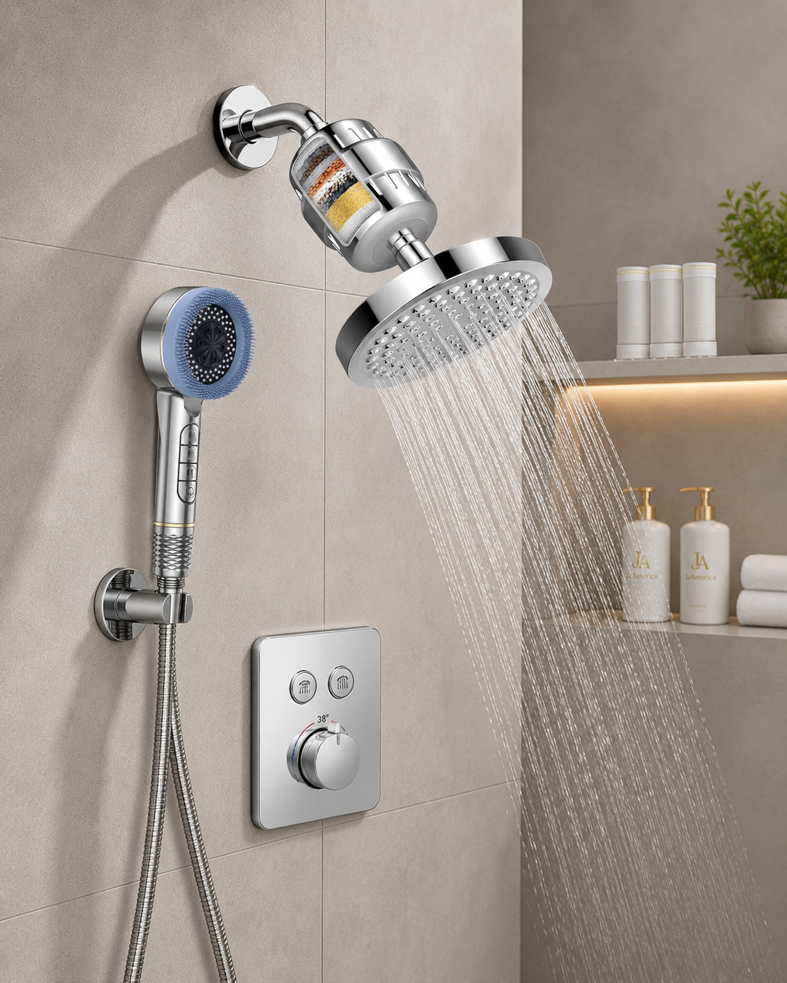Filtered Shower Head for Hard Water | JaAmerica