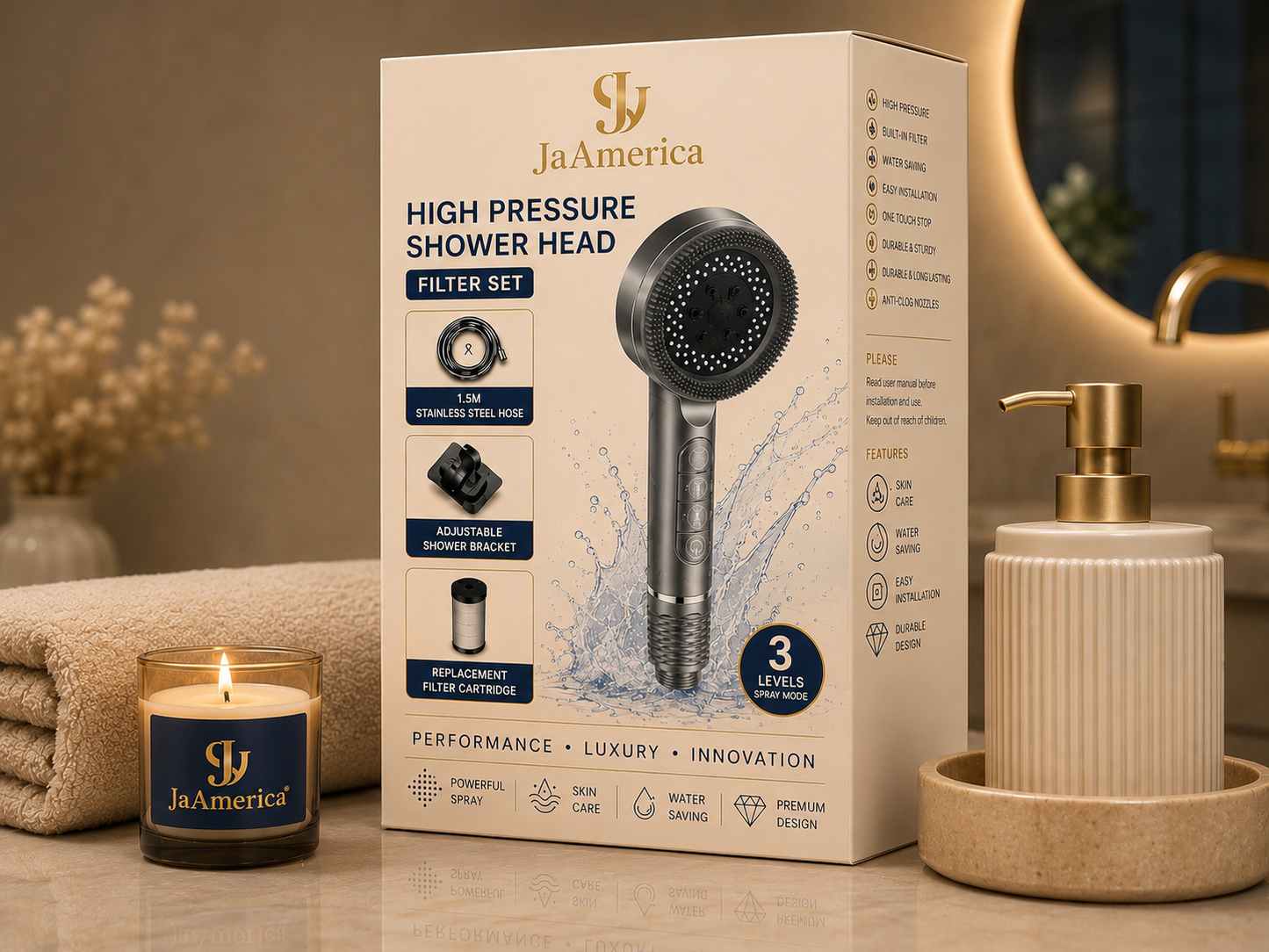 Original JaAmerica Shower head with filter.